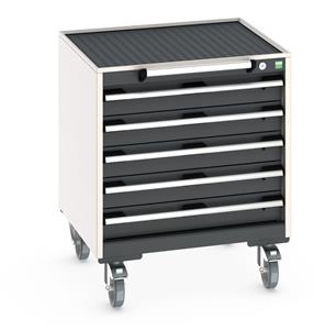 Bott Cubio 4 Drawer Mobile Cabinet with external dimensions of 650mm wide x 650mm deep  x 785mm high. Each drawer has a 50kg U.D.L. capacity with 100% extension and the unit also features drawer blocking and safety interlocks.... Bott Mobile Storage 650mm x 650mm Industrial Tool Trolleys